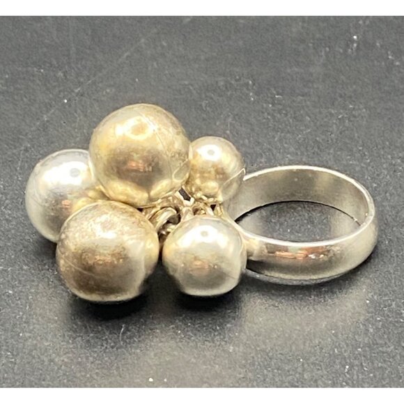 Sterling Silver Dangle Ball Cluster Ring Size 6.5 Cha Cha 16g 925 Moves Stack - Picture 1 of 11